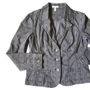 Fashion Bug Gray Button Up Blazer Jacket